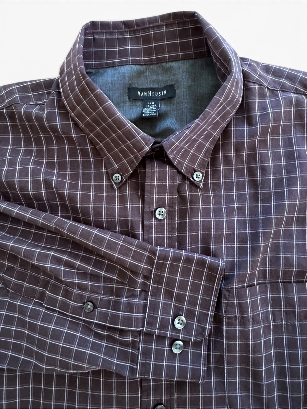 Van Heusen Men's Brown dark mauve Plaid Button-Down Shirt
